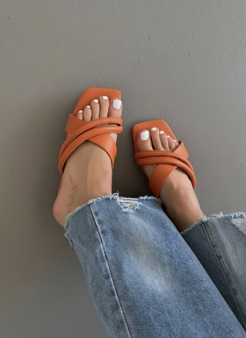 StylishOrangeFlatsforWomen_RexineSlip-Ons