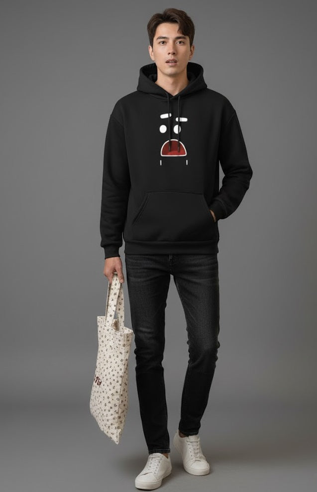 Black Funny Expression Casual Hoodie