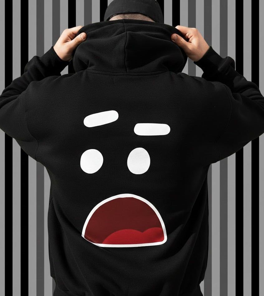 Black Funny Expression Casual Hoodie